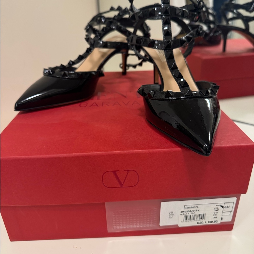 Valentino Black Rockstud 2.5” Heels